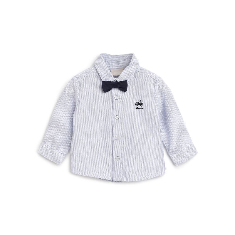 Boys White and Blue Solid Long Sleeve Shirt image number 0